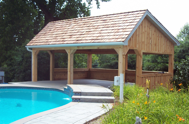 Onley, MD, Pool house with open sides, Rasche Brothers, Inc., Lester Buildings